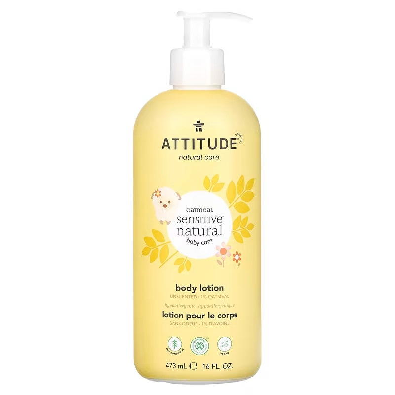 ATTITUDE　オートミール センシティブ ナチュラル, ボディローション, 無香料, 16 fl oz (473 ml)