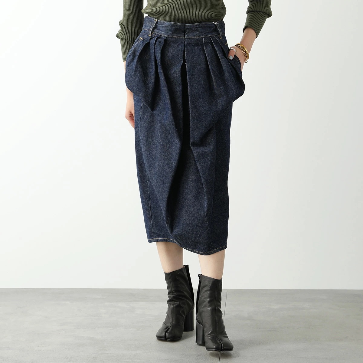 MAISON MARGIELA メゾンマルジェラ 1 10 デニムスカート S51MA0488 S30736 レディース プリーツスカート ミディ丈 インディゴ 470