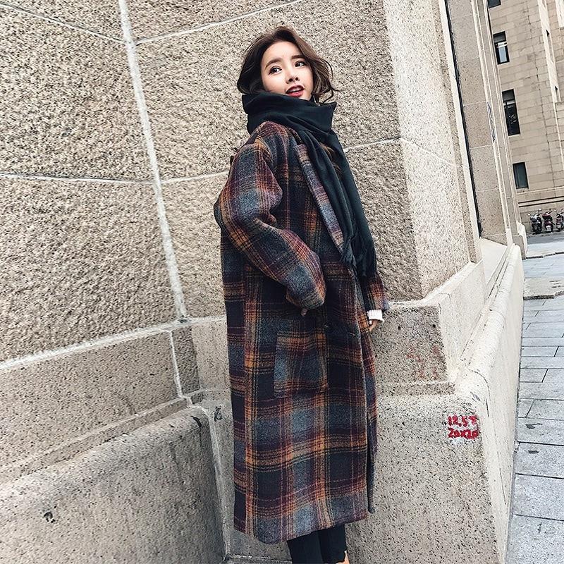 5194.チェック柄ロング丈チェスターコート 2019 春夏 sale アウター ジャケット 美ライン おしゃれ きれいめ オーバーサイズ オフィス ビジネス お出かけ パーティー 女子会 普段使い