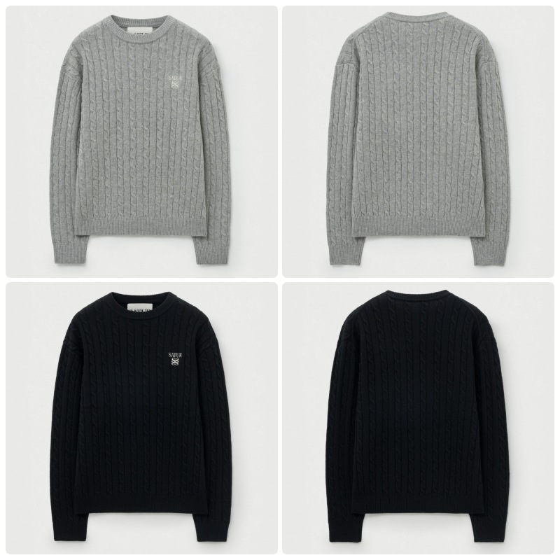 【SATUR】 25FW BASIC CABLE CREW NECK KNIT : 2COLORS