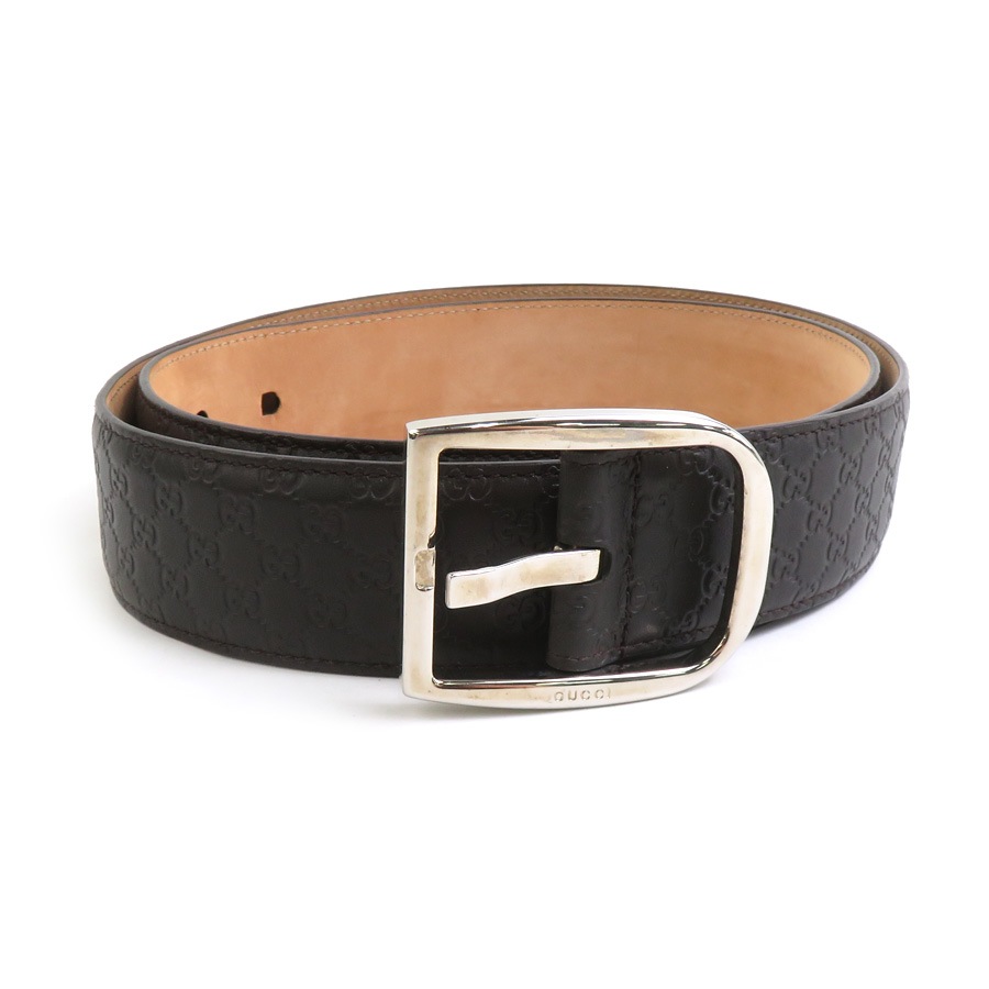 グッチ GUCCI ベルト マイクログッチシマ レザー/メタル ダークブラウン/シルバー レディース 449716 e60366a
