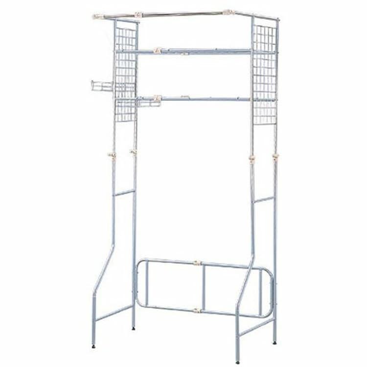 【公式】 ランドリーラック 伸縮 おしゃれ 縦型 スリム ステンレス製ハンガーポール付き HLR-Y18 洗濯機収納 脱衣所 洗面所 メガ割