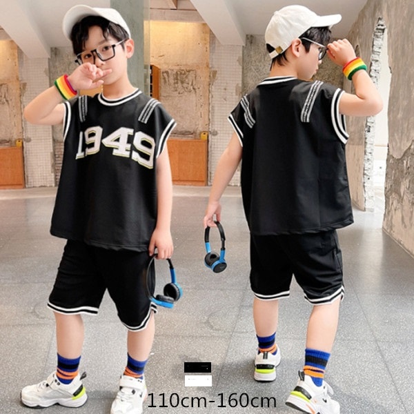 韓国子供服 正式的 セットアップ 夏服 男の子 上下セット 即日発送 袖なし バスケットボールの服