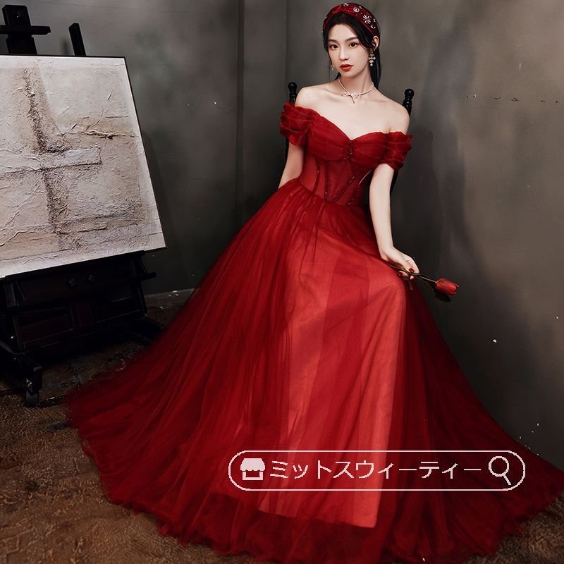 カラードレス ウエディングドレス パーティードレス 演奏会 発表会 花嫁 イブニングドレス ブライダ