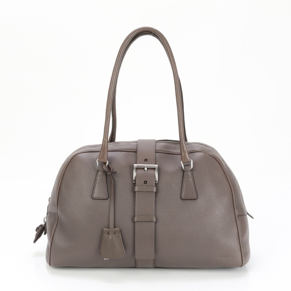 極美品 ミニ ボストン レザー トート バッグ 肩掛け ショルダー ハンド ブラウン 茶色 レディース EUE BH6-5 中古