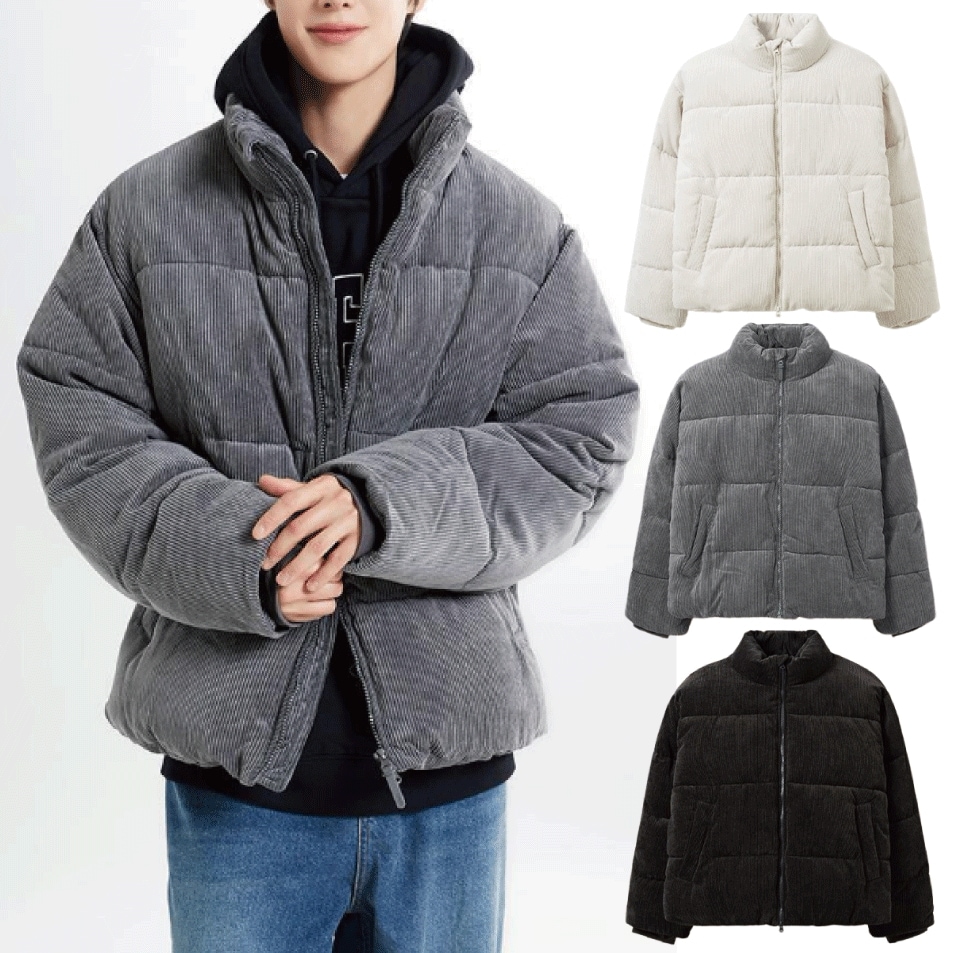 BASIC PUFFER コーデュロイ ダウンジャケット (3 COLOR)