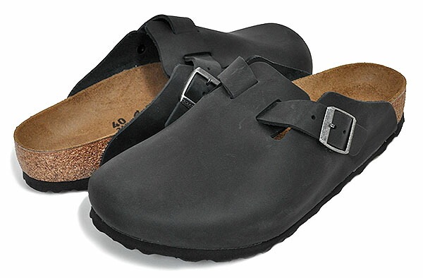 ボストン BS レギュラーフィット サンダル ミュール レザー ブラック クロッグ 59461