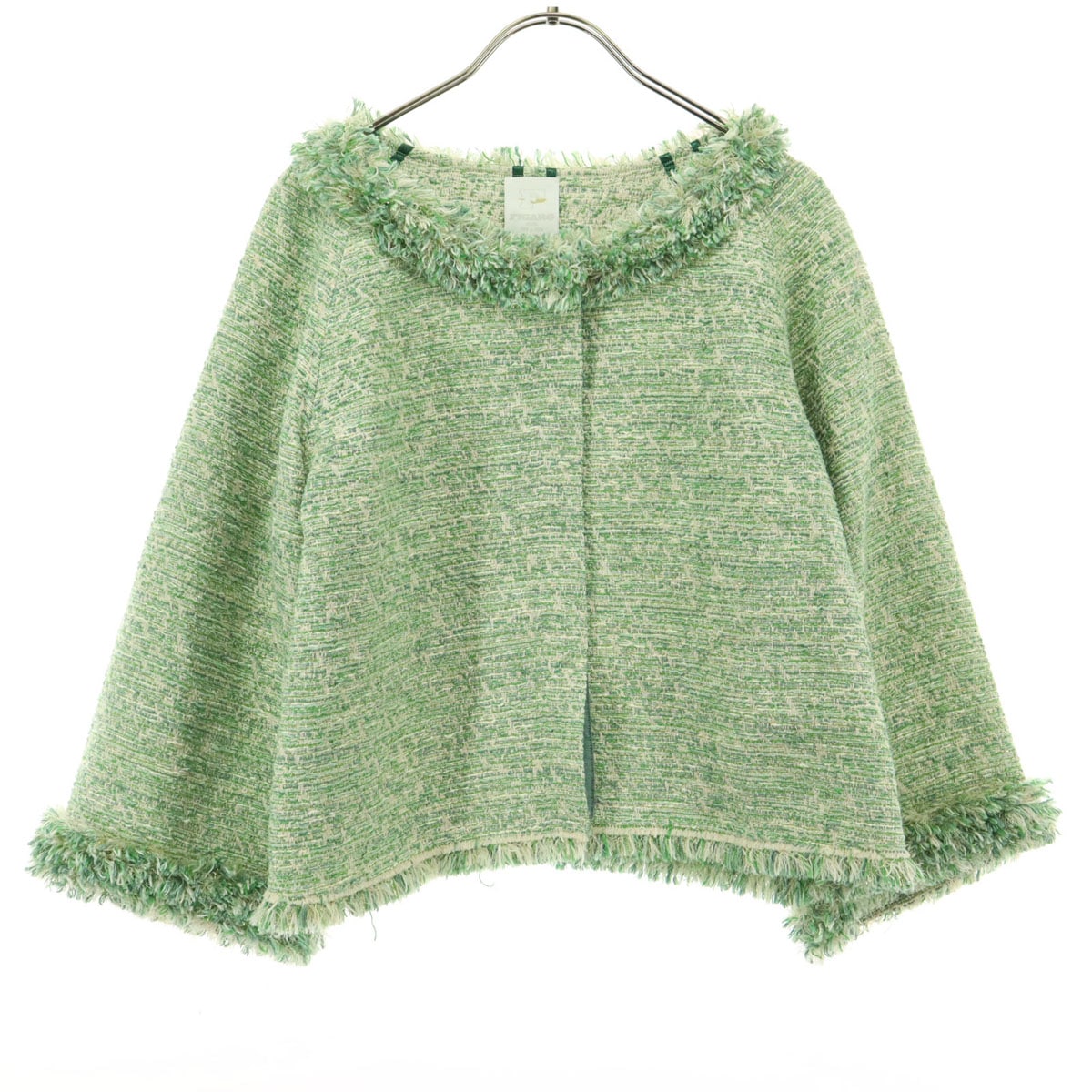 美品 FIGARO フィガロ 日本製 長袖 ジャケット 36 グリーン レディース 古着