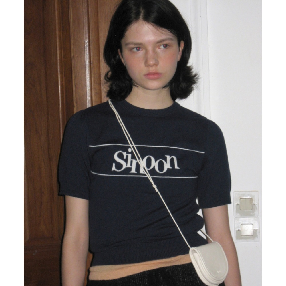 SINOON シヌーンロゴハーフニット (ネイビー)