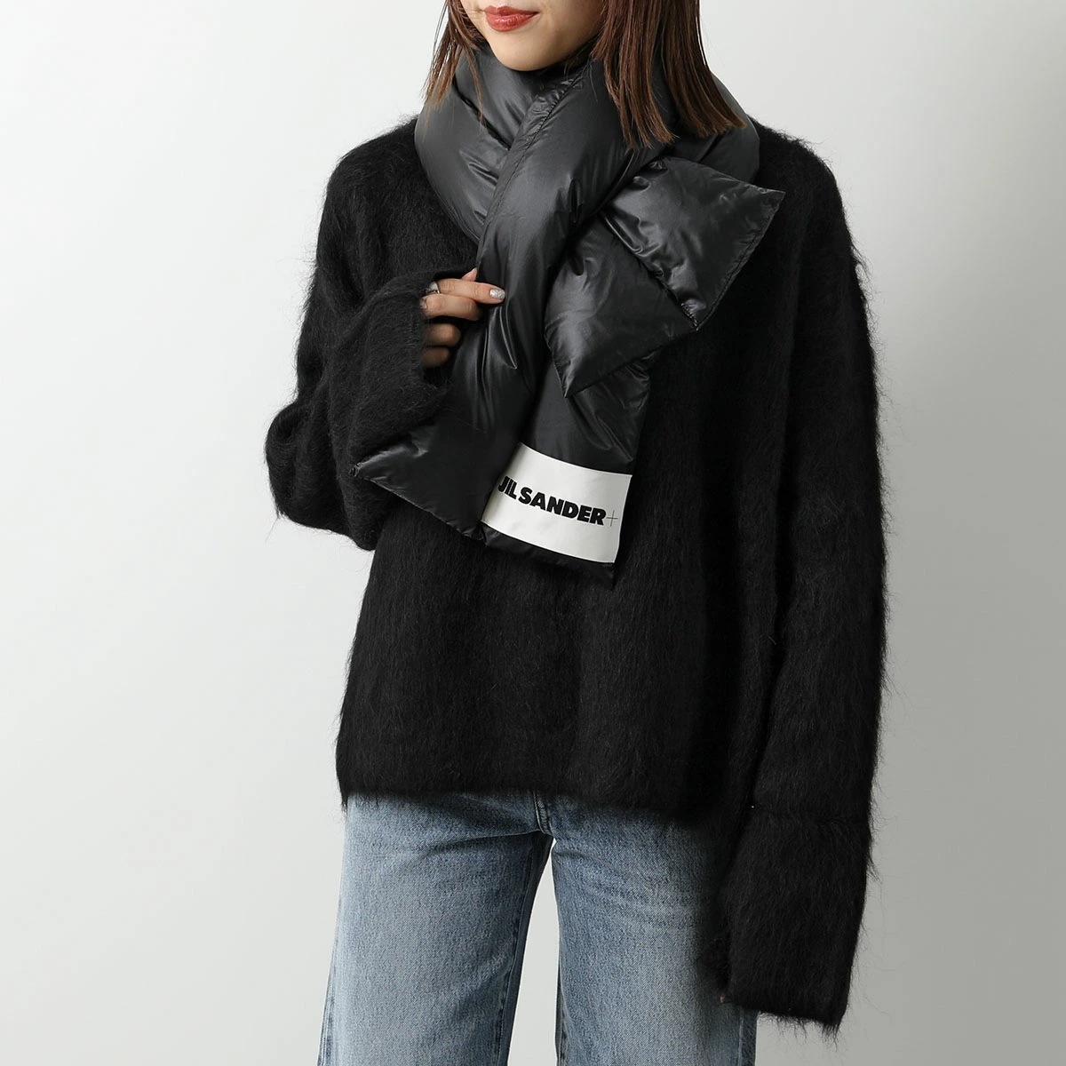 JIL SANDER+ ジルサンダー プラス マフラー J40TE0116 J70122 レディース ダウン入り ロゴ ナイロン 001/BLACK