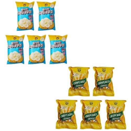 ノーブランドサクサクガリックエビチップ155g x5個+クリスピロール21曲220g x5個学校事務所