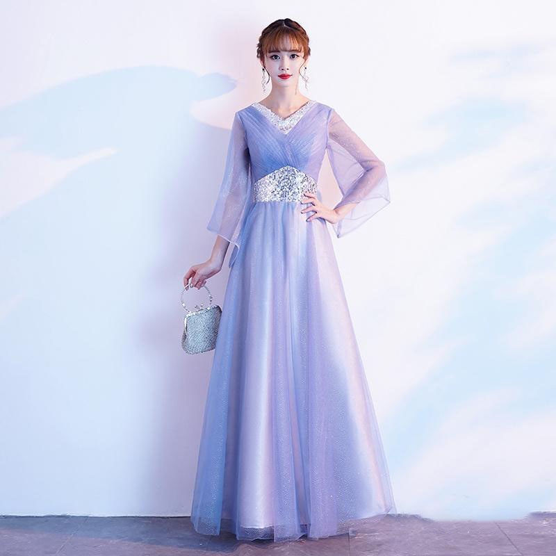 新商品登場カラードレス ファスナー グレー パーティードレス ロングドレス 結婚式 二次会 発表会 演奏会 ウェディングドレス ウエディングドレス Vネック 舞台 コンテスト イブニングドレス コンサ