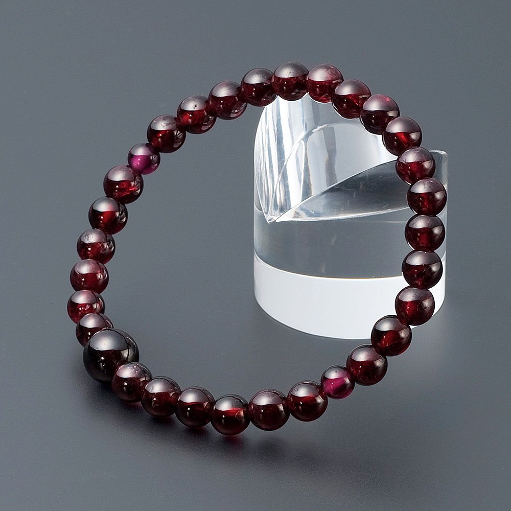 仏壇屋 滝田商店 特選腕輪念珠 天然石ブレスレット ガーネット 6mm玉数珠ブレスレット・ブレス数珠・念珠ブレス・パワーストーン・お守り・腕輪数珠【滝田商店発行 証明書付】