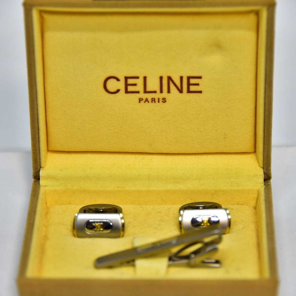 鑑定済 カフスタイピンセット シルバー ゴールド マカダム