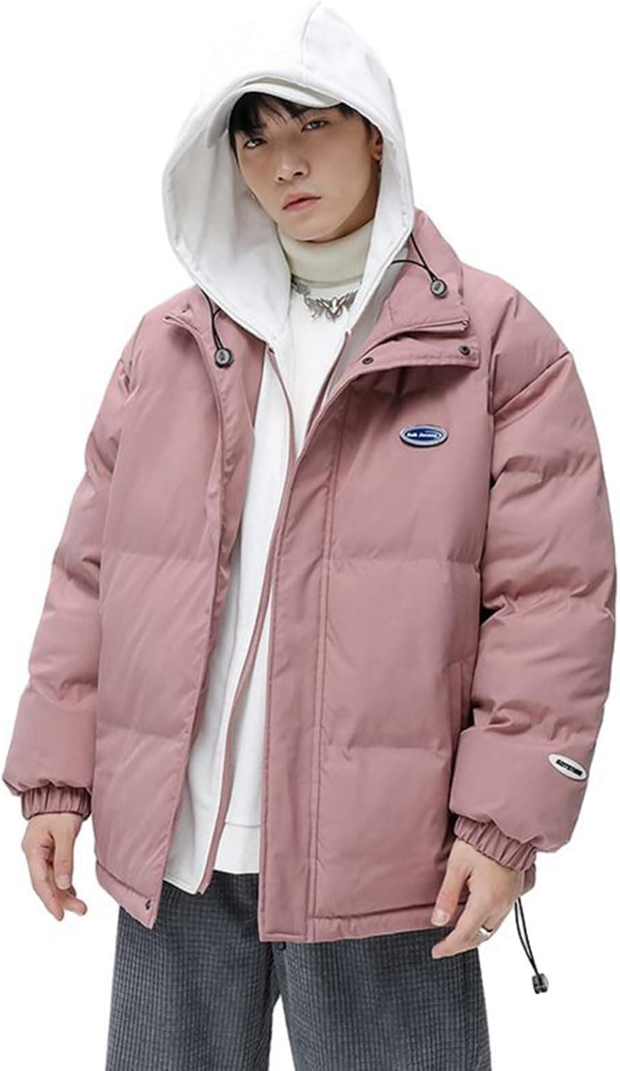 冬用 メンズ 中綿ジャケット ダウンコットン 綿服 フェイクレイヤード パーカー 厚手 防寒着 フード付き 綿入りブルゾン 防風 保温性 大きいサイズ かっこいい 普段使い カジュアル ハイ