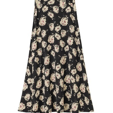 スカート レディース ロング丈 Aライン フレア 花柄 上品 きれいめ エレガント カジュアル シンプル 着回し 普段使い 休日 旅行　デート お出かけ イベント ブラック　ホワイト モテ 韓国