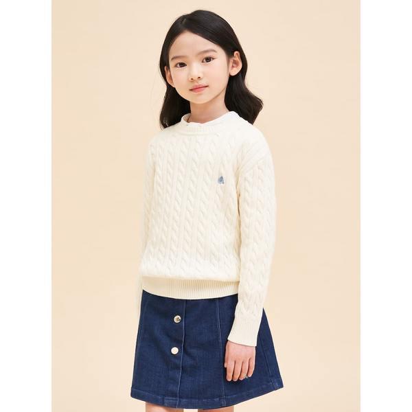 [BEANPOLE KIDS] [エッセンシャル] クラシックコットンケーブルニットセーター アイボリー(BI4751UE20)