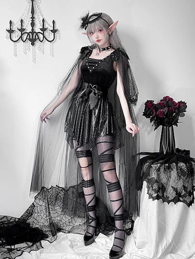 2024米ハロウィンコスチューム大人の女死神恐怖ドクロ吸血鬼ダークゴートコス演出服