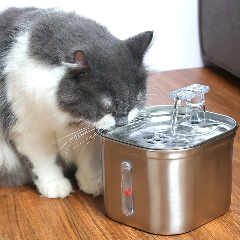 ステンレス鋼の自動ペット噴水 ウォーターディスペンサー 超静音ポンプ 複数のペットに適しています