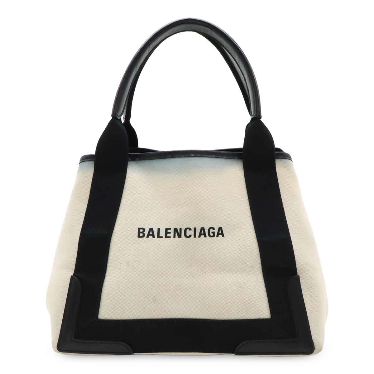 ネイビーカバス S ロゴ トートバッグ ハンドバッグ キャンバス レザー ナチュラル ブラック 黒 ポーチ欠品 33993