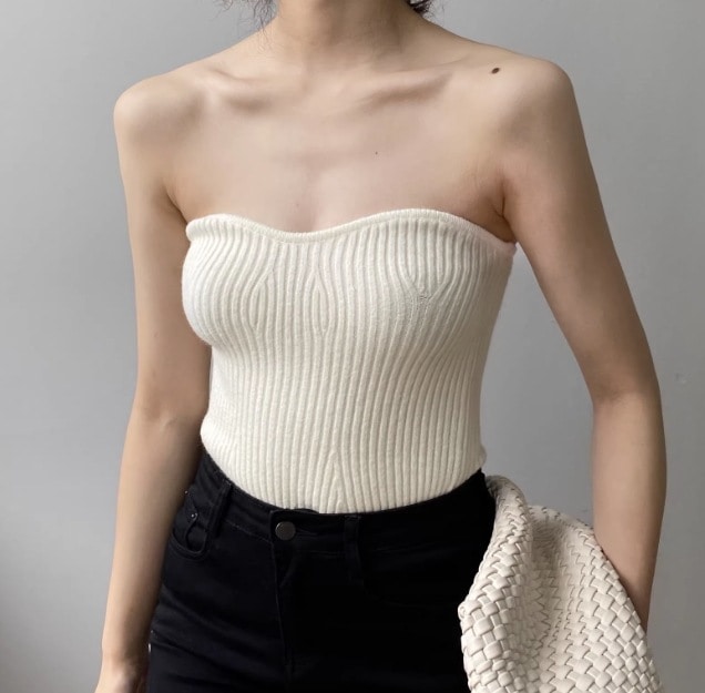 トップス レディース ニット セーター ベアトップ タイト ニット 夏服 6色 スリム タイト 細身 インスタ映え SNS 映え モテ 楽ちん 着痩せ 若見え 着回し コーディネート 重ね着 無地 色