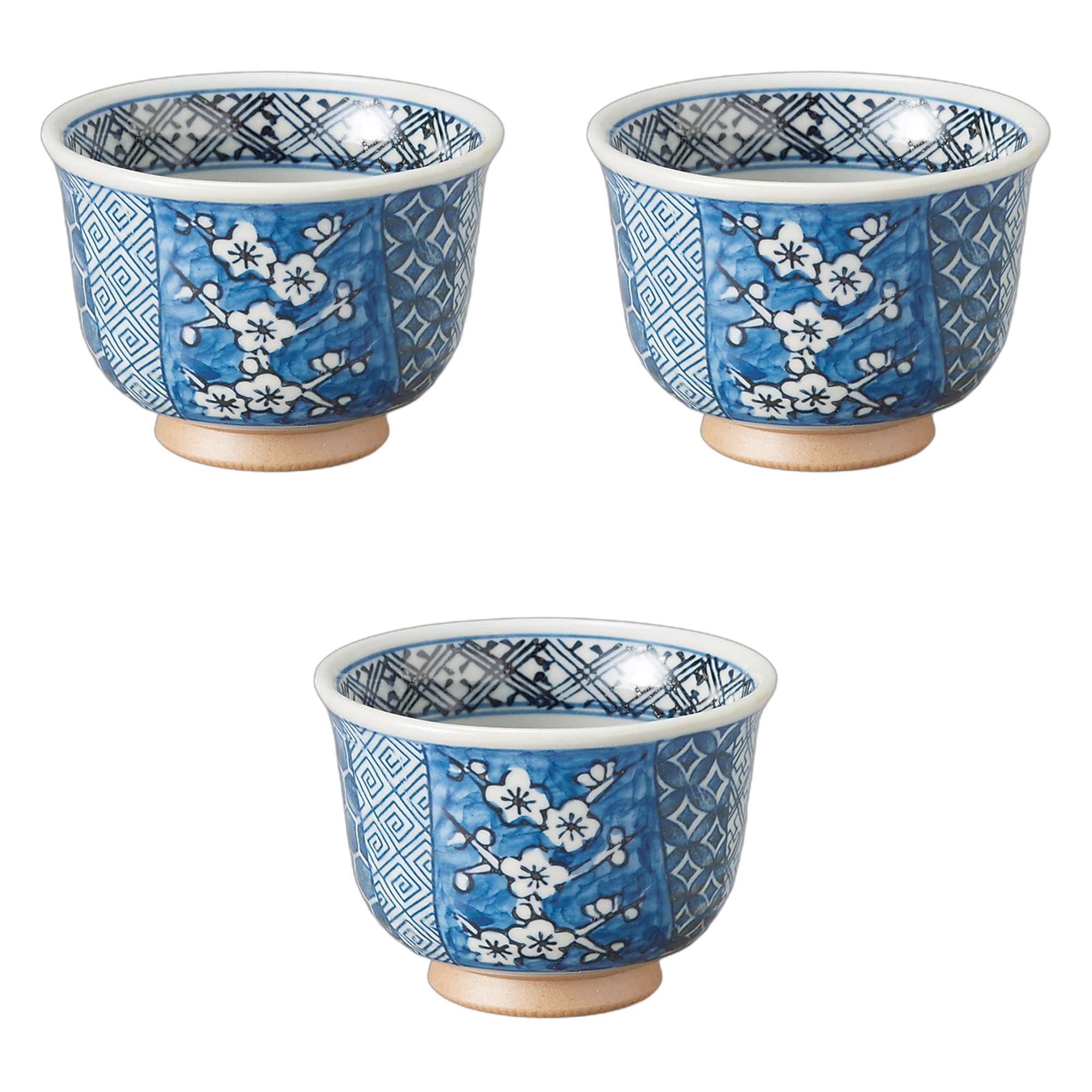 セトモノホンポ(Setomonohonpo) 3個セット 祥瑞花反煎茶 [ 8.5×6cm ] 煎茶陶磁器