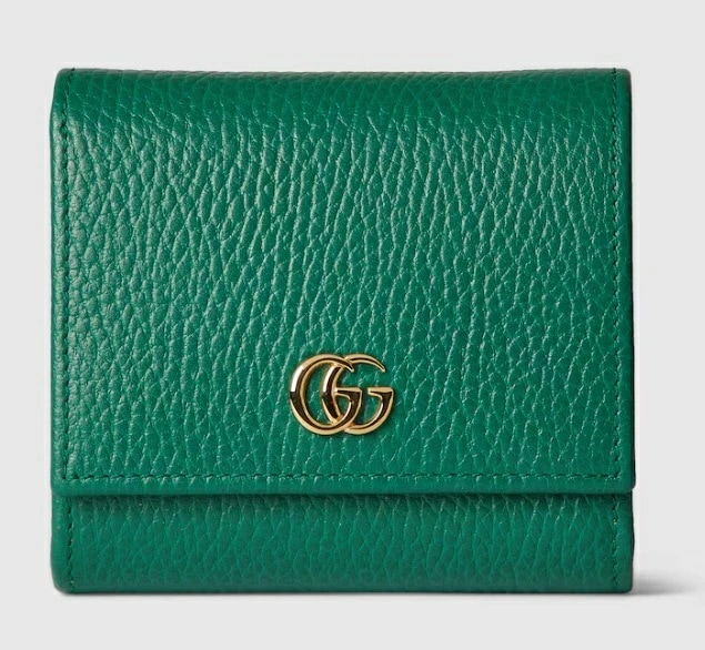 GUCCI 598587-CAO2G-3146 グッチ ダブルG バイカラー ミディアムウォレット 二折財布ファスナー小銭入付 レザー グリーン×ペールグリーン×ゴールド