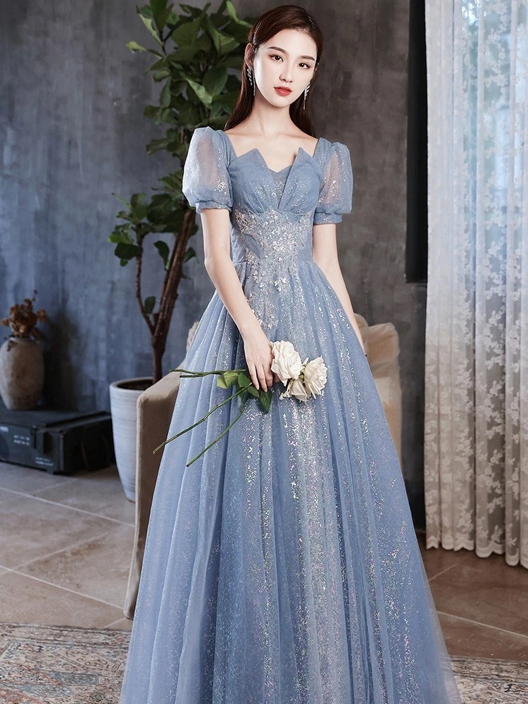 女性のためのエレガントなイブニングドレス 2024 花嫁ウェアブライズメイドスリムバンケットアート試験ホストドレススカート