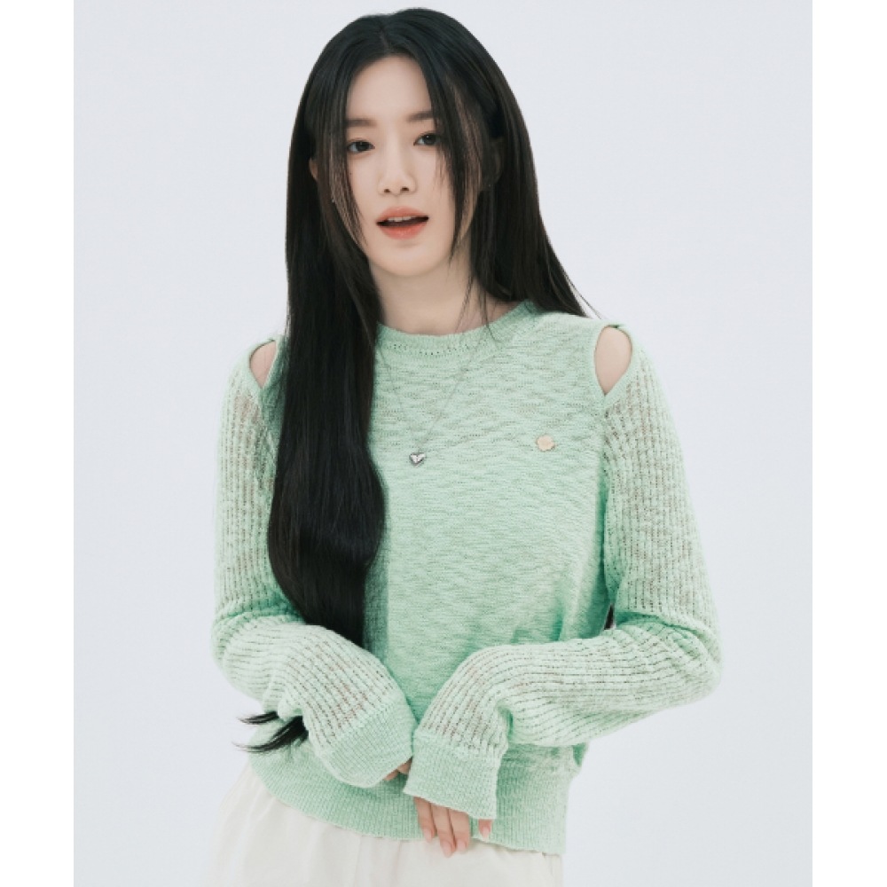 COVERNAT 女性用カットアウトニットライトライム