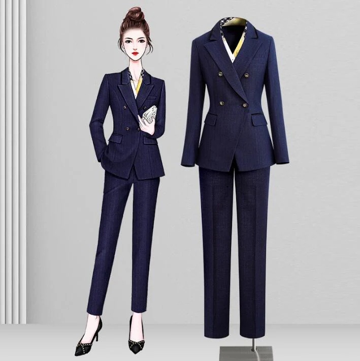 ビジネススーツ 結婚式 ストライプ柄 レディーススーツ 大人気 ２点セット「上着+パンツ」 エレガント 制服 フォーマル 着痩せ リクルートスーツ 通勤 OL 無地 カジュアルスーツ 20代30代40