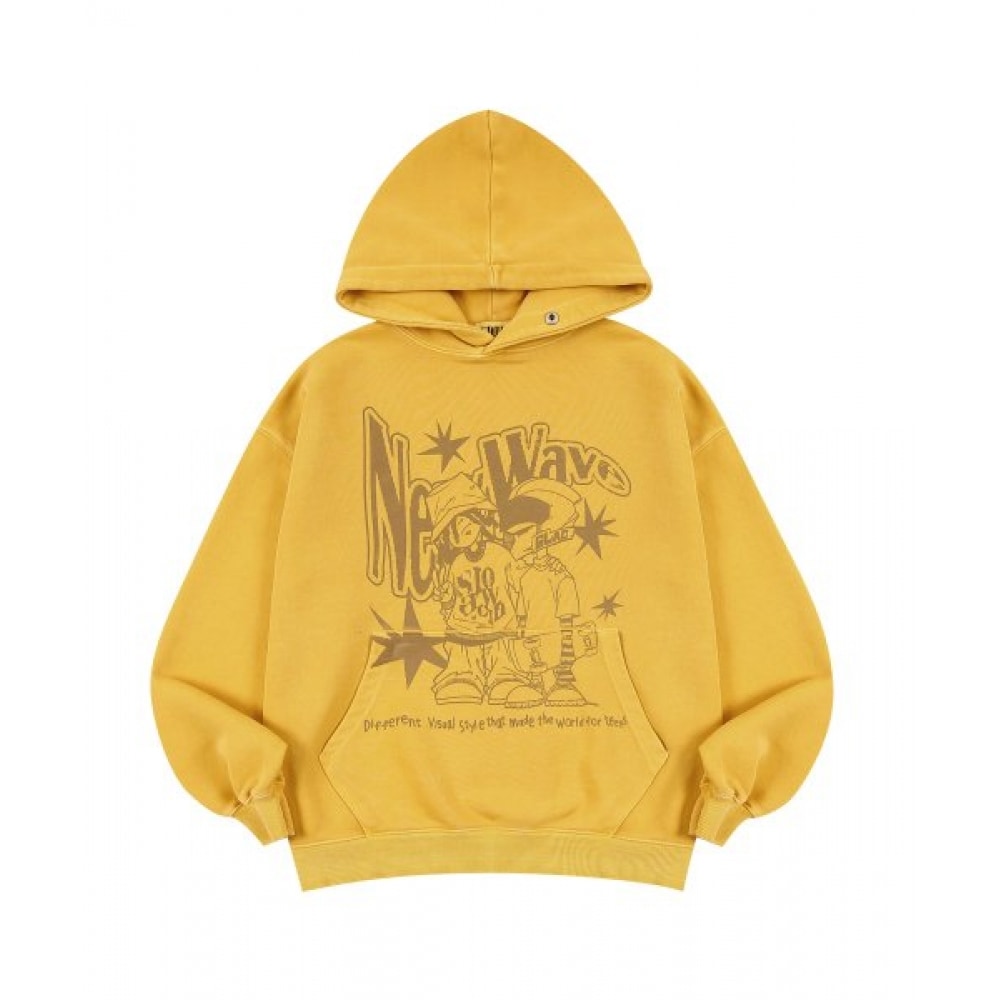 スローアシッドティーンズピグメントスナップボタンパーカーTシャツ [イエロー]