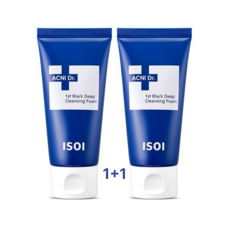 【1+1】アクニードクターファーストブラックディープクレンジングフォーム 75ml x 2個 (過剰皮脂/ 問題性皮膚/ 炭/ カオリン)