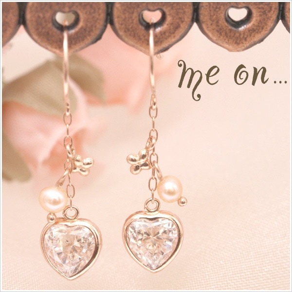 me on... K10PG 淡水パール ハート フラワー ピアス 発送目安２-３週間