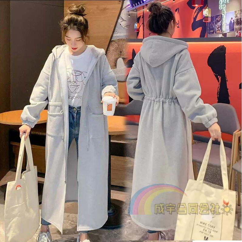 本日の限定商品 前開き長袖ジップアップパーカーロング丈パーカースウェットチュニック体型カバーポケット付き秋冬長袖アウター大きめ防寒高身長おしゃれ無地前開き長袖ジップアップパーカーロング