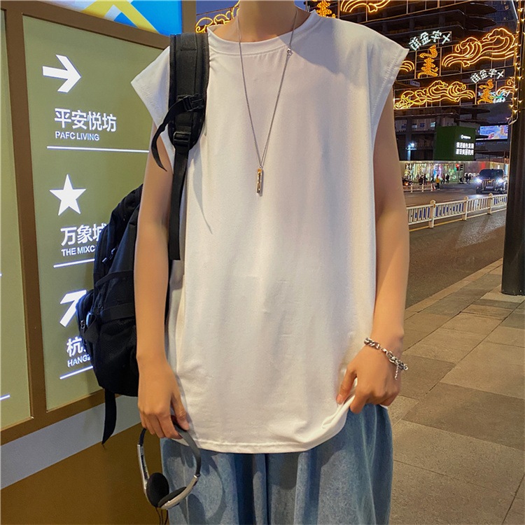 韓国 メンズ ベスト トレンド 薄い 夏 21 注目すべきアイテム 激安セール ゆったりする ファッション 百掛け カジュアル スポーツシャツ Tシャツ 袖なし ピュアカラー タンクトップ 愛用 Vivalafocaccia Com