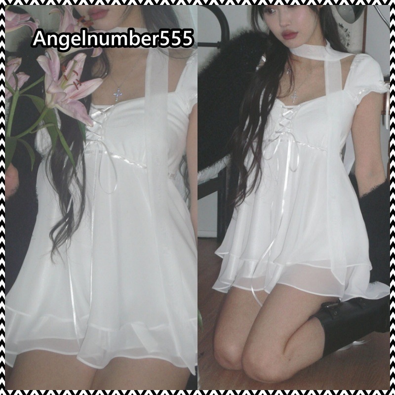 Angelnumber555 Snow angel blouse (scarf set)