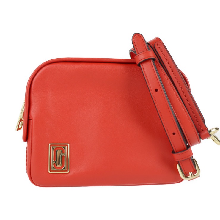 超美品 MARC JACOBS マークジェイコブス ショルダーバッグ M0013620 The Mini Squeeze ミニ スクイーズ レザー オレンジレッド系 ゴールド金具 ポシェット クロスボ