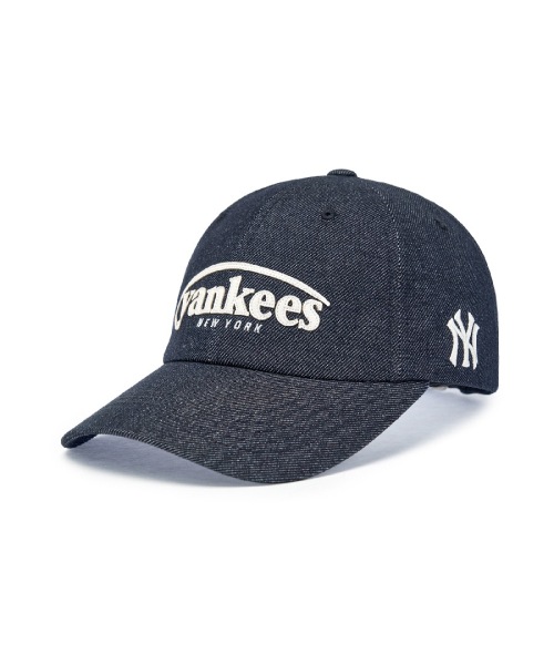 【MLB】 VINTAGE DENIM CURVE LOGO UNSTRUCTURED BALL CAP NY INDIGO キャップ 正規品