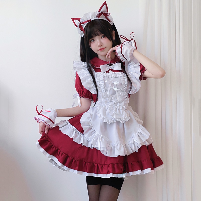 ダークゴシックハロウィンメイドコスチュームロリータアニメコスプレ宮殿コスフレンチドレス