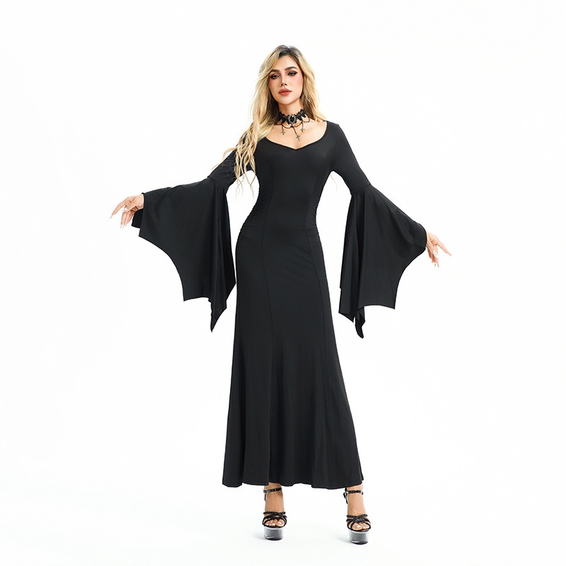 ハロウィンコスチュームヨーロッパとアメリカのスタイルアメリカンホットガールナイトクラブクイーンバットスリーブスリムドレスダークゴシックレディース服