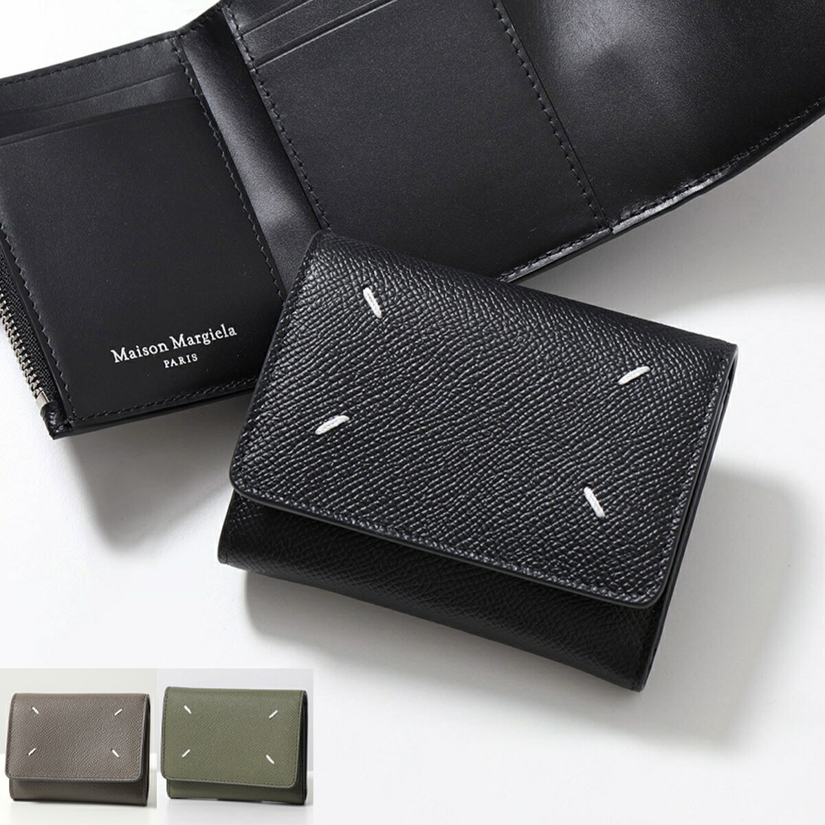 MAISON MARGIELA メゾンマルジェラ 三つ折り財布 SA3UI0017 P4745 メンズ レザー スモール ミニ財布 豆財布 4ステッチ カラー3色 SA3UI0017P4745T801