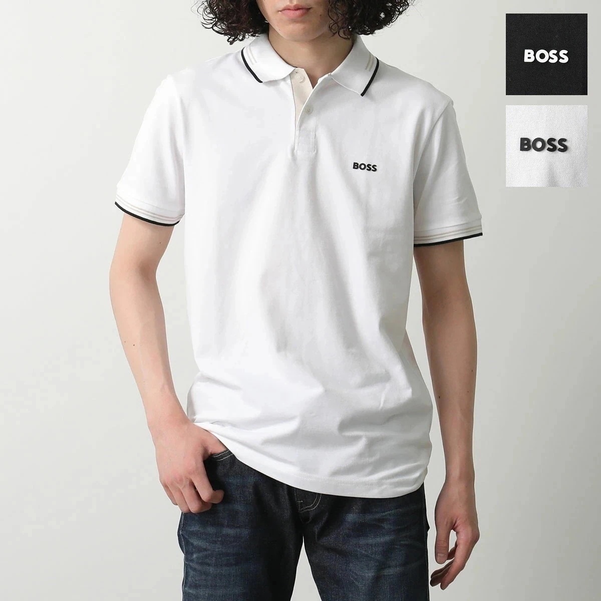 HUGO BOSS ヒューゴボス ポロシャツ 50506193 メンズ 半袖 コットンブレンド 鹿の子 ロゴ スリムフィット カラー2色