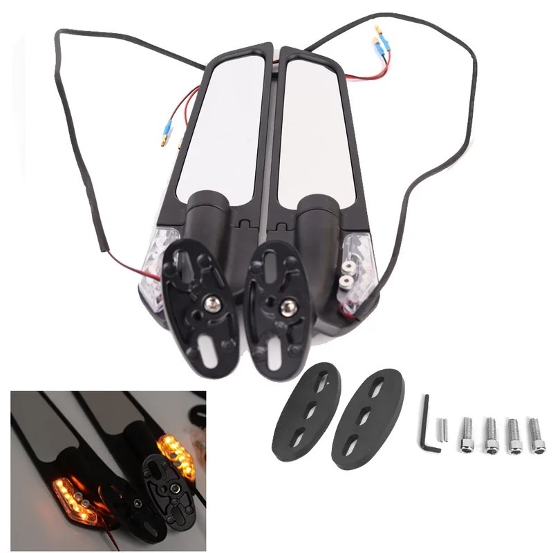 ホンダcbr650r f cbr1000rrrbr 190 250 300 400 500 600 rrrrモーターサイクル用の調整可能な回転式バックミラー L with Light