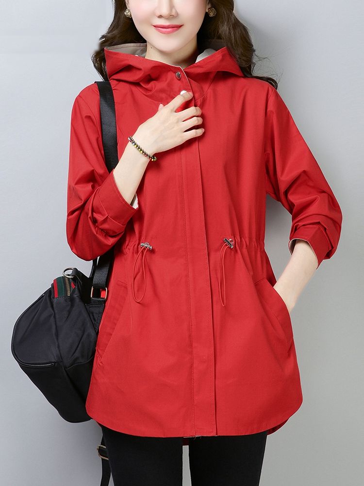 お得な価格ドロスト マウンテンパーカー レディース 春 秋 フード付き アウター ブルゾン ジャケット ミディアム丈 大きいサイズ 3L 4L 5L 黒 赤 ライトアウター ライトジャケット ショー