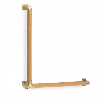 シロクマ L形丸棒手すり（自然木） AG/Lオーク BR-511N 600×600