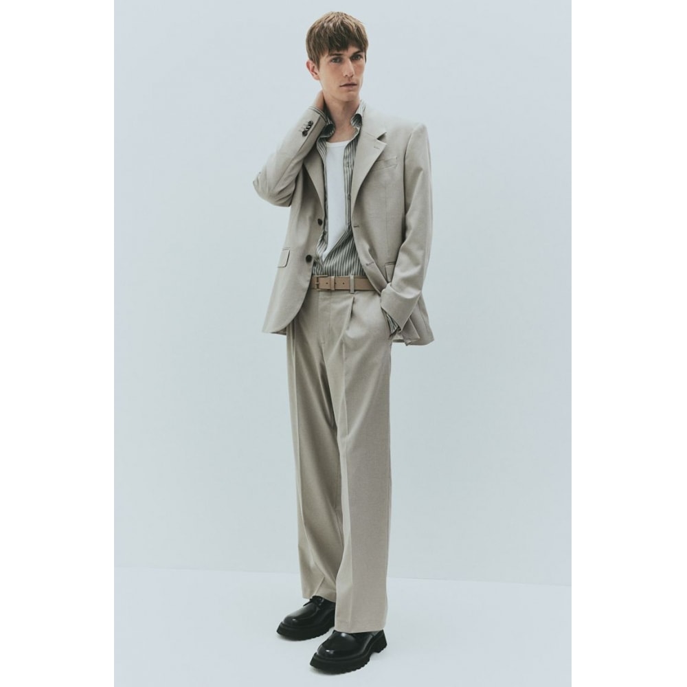 H&M スーツパンツルーズフィットベージュ