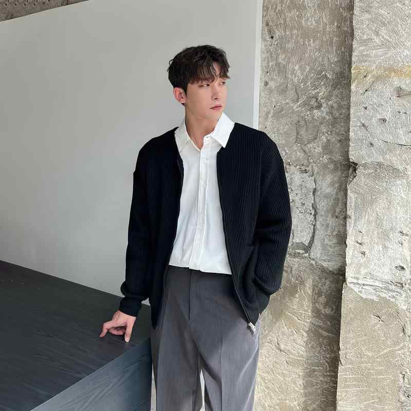 秋冬 コーデ メンズ 服 シンプル ファッション オシャレ 大人 かっこいい 大きいサイズ ストリート 紳士服 ニット カーディガン シンプル カジュアル セーター ジャケット