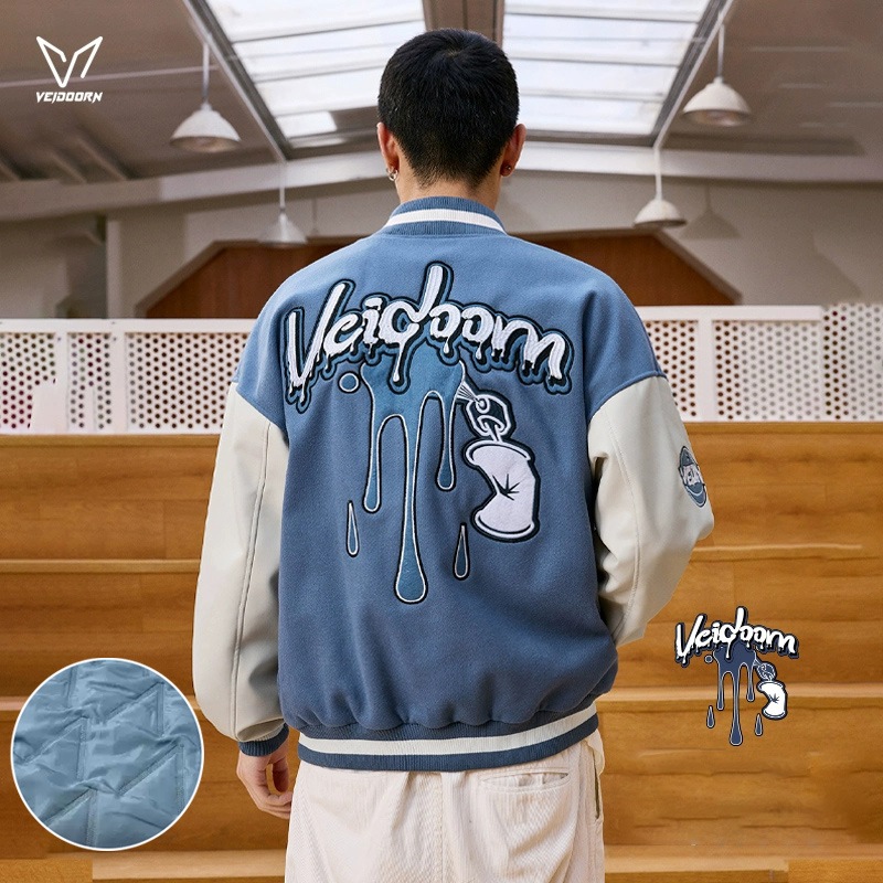 VEIDOORN スタジャン グラフィティ メンズ 新作 グラフィティ ベースボールジャケット シーズン スポーツ アメリカン 保温 カジュアル ジャケット