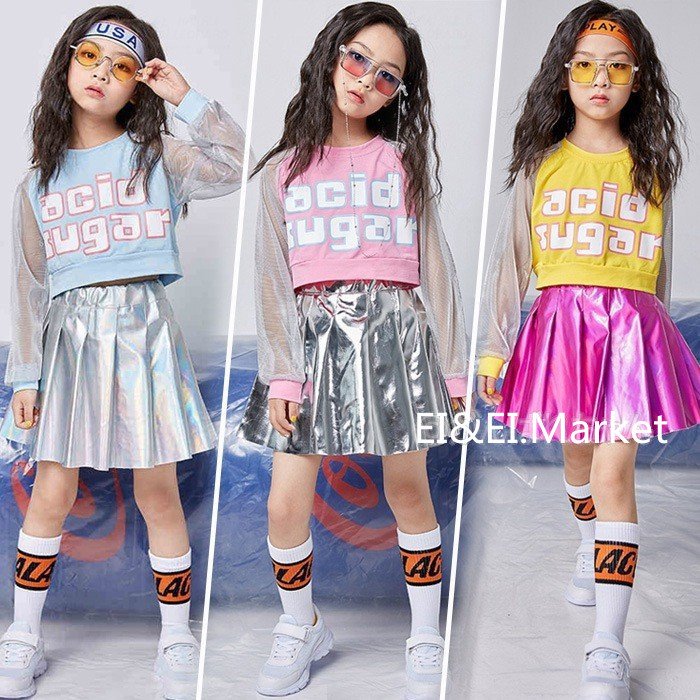 キッズダンス衣装 セットアップ チアダンス衣装 ダンス衣装 ヒップホップ チアリーダー 衣装 ジャズ