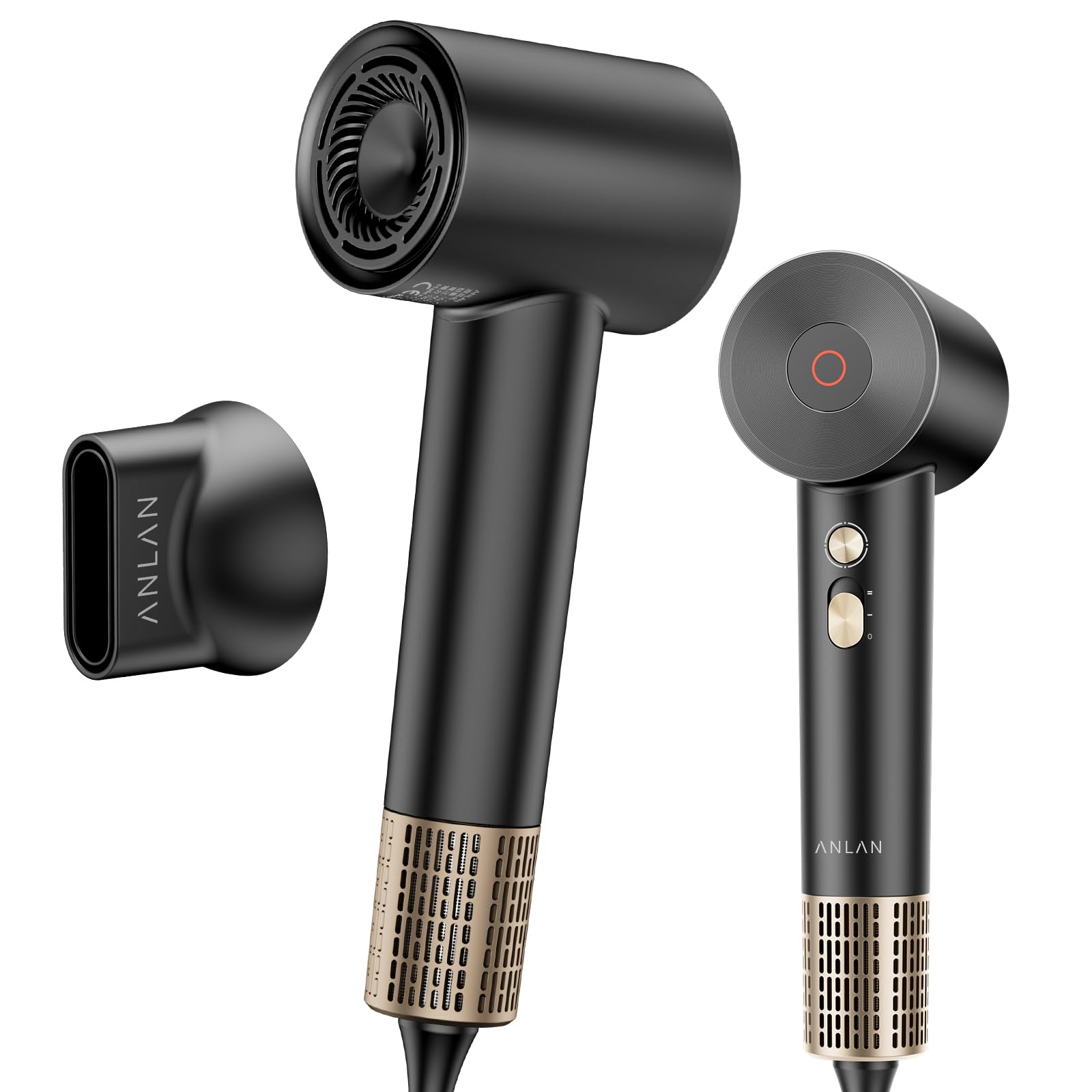 【美人百花速乾ドライヤー部門NO1】【速乾×美髪】ANLAN ダブルケアドライヤー ドライヤー 速乾 大風量 軽量 低温 5m/分超大風量 2億マイナスイオン 1200W 温冷リズム 低騒音(ブラッ